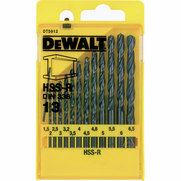 Sada vrtáků do kovu HSS-R DIN 338 DT5912, 13 dílná DEWALT