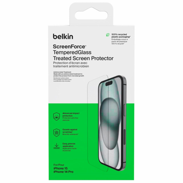 Belkin Screenforce Tempered Gl. antiba.iPhone 15/14Pro  O...