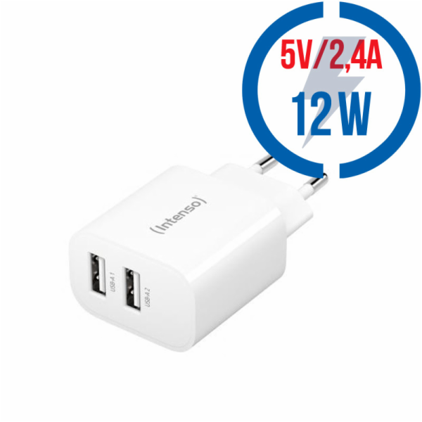 Intenso Power Adapter W24AA 2x USB-A 24W              white