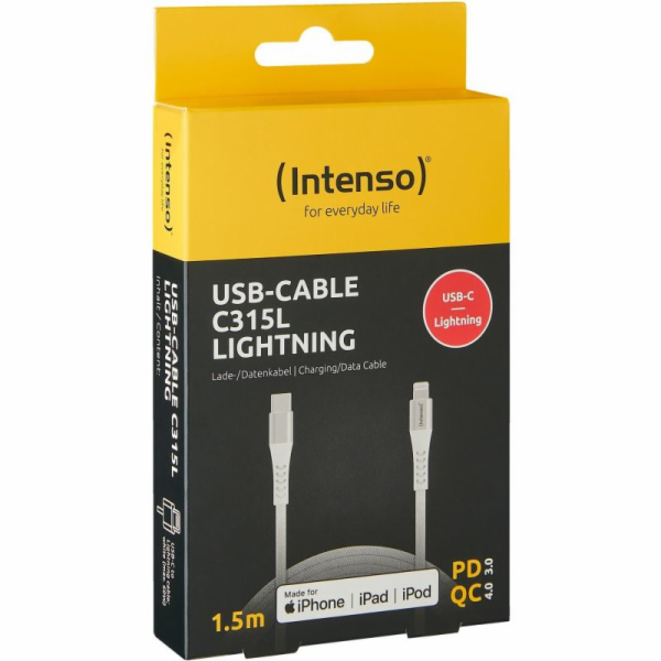 Intenso USB Cable C315L Nylon 1,5m white USB-C / Lightnin...
