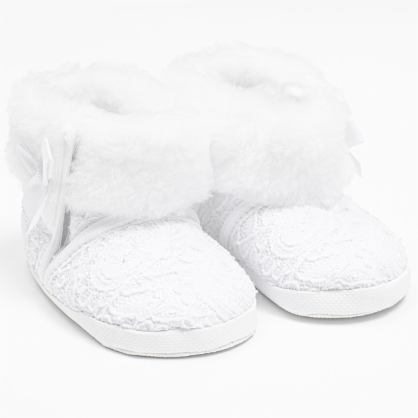 Kojenecké zimní krajkové kozačky New Baby 0-3 m bílé