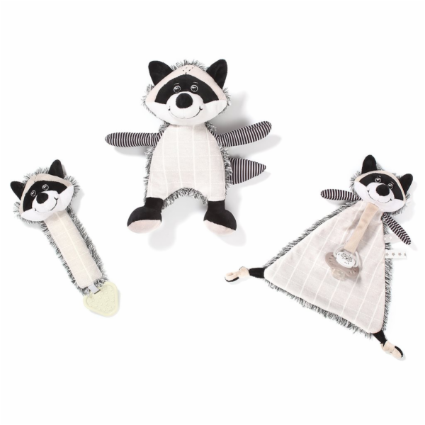 Usínáček Baby Ono Racoon Rocky s poutkem pro dudlík