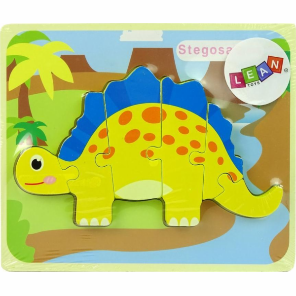 Import leantoys Wooden Puzzle Dinosaur Stegosaurus Yellow
