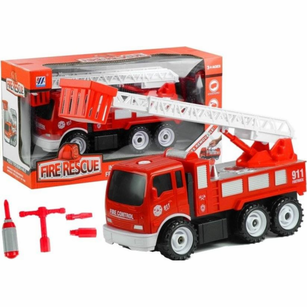 Hasičský vůz LEANToys s demontážním žebříkem + nářadí (3354)