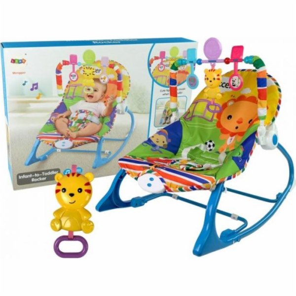 Houpací křeslo LEANToys 2v1 Blue Tiger, vibrace a zvuky