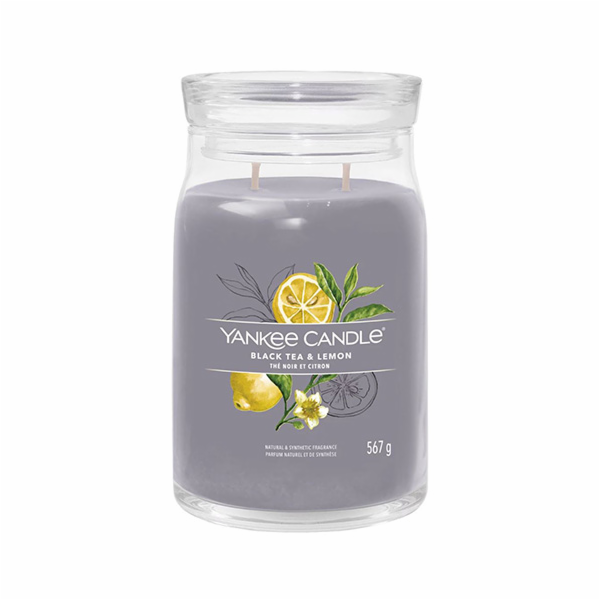 Svíčka ve skleněné dóze Yankee Candle, Černý čaj s citrón...