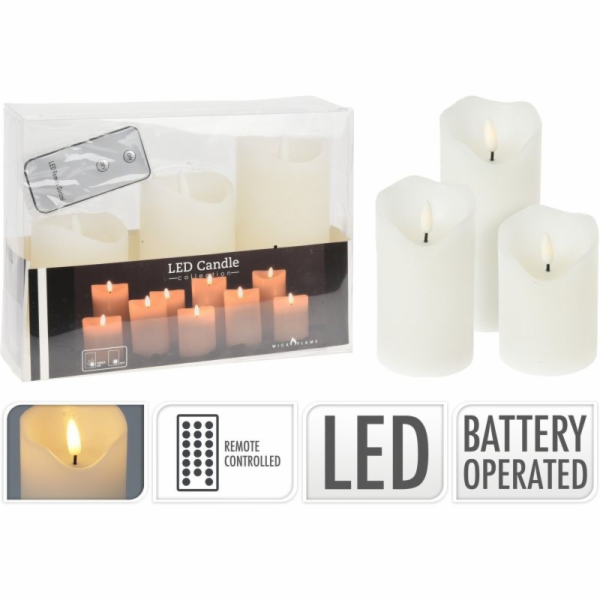 LED svíčka sada 3 ks bílá KO-AX5430100