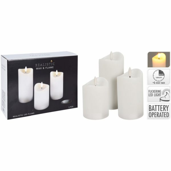 LED svíčka sada 3 ks bílá KO-AX5432120