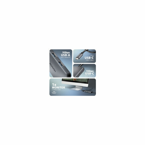AXAGON HMC-5H8K, USB 5Gbps hub, 2x USB-A, USB-C, HDMI 8k/...