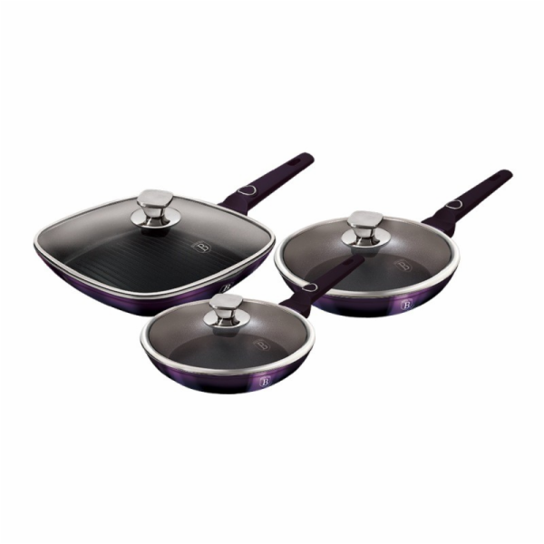 Pánev s titanovým povrchem a poklicemi sada 6 ks Purple E...