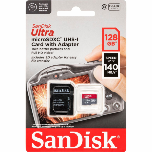 SanDisk Ultra microSDHC    128GB 140MB/s.Adapt.SDSQUAB-12...