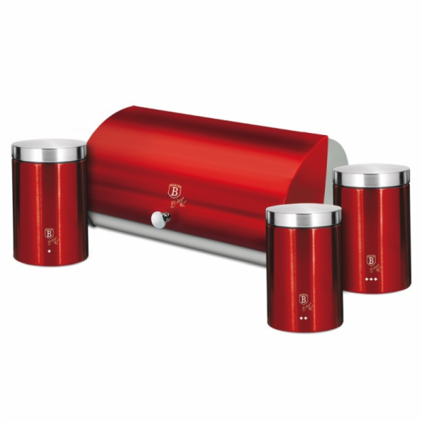 Chlebník a sada dóz na potraviny 4 ks Burgundy Metallic L...