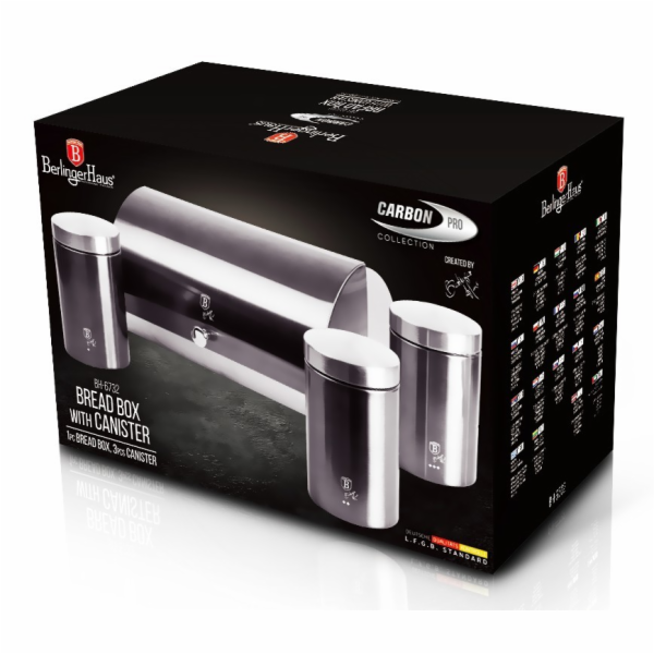 Chlebník a sada dóz na potraviny 4 ks Carbon PRO Line BH-...