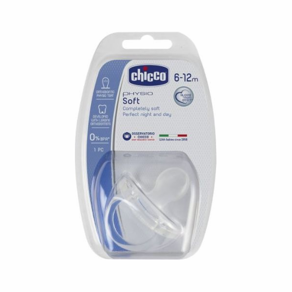 Chicco Physio Soft silikonový dudlík, bezbarvý, 6m+ (180901)