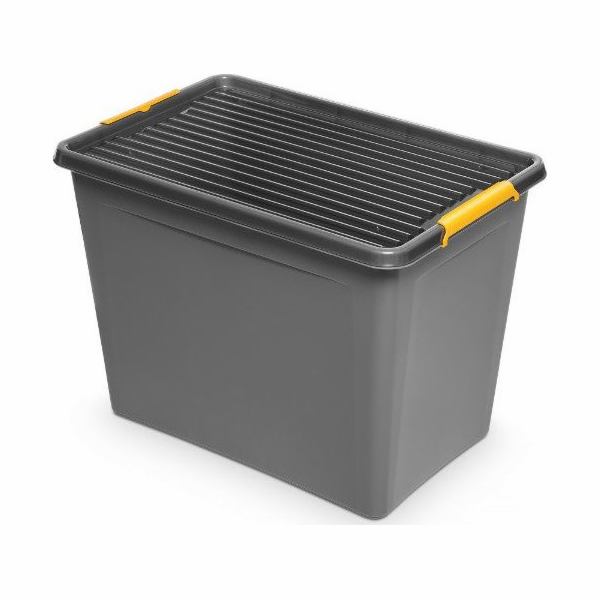 ORPLAST Odolný koš na kolečkách s víkem šedý 80 l SolidSt...