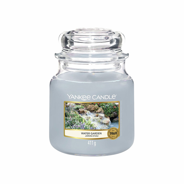 Svíčka ve skleněné dóze Yankee Candle, Vodní zahrada, 410 g