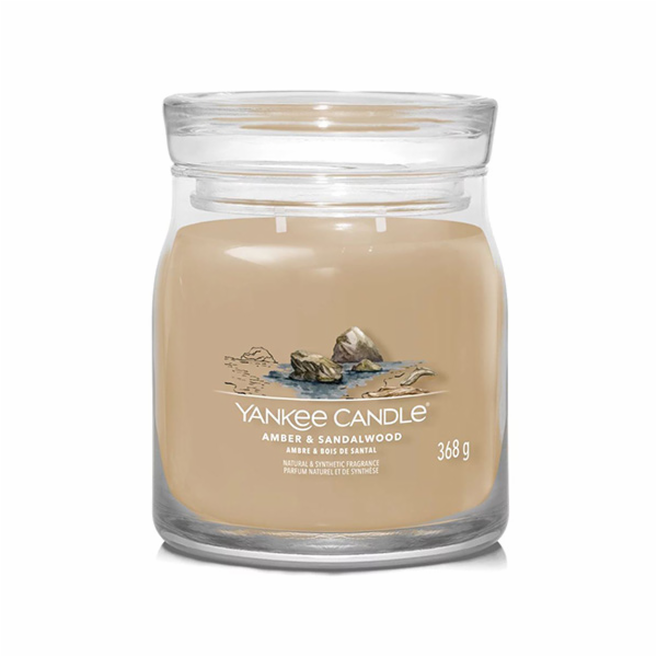 Svíčka ve skleněné dóze Yankee Candle, Ambra a santalové ...