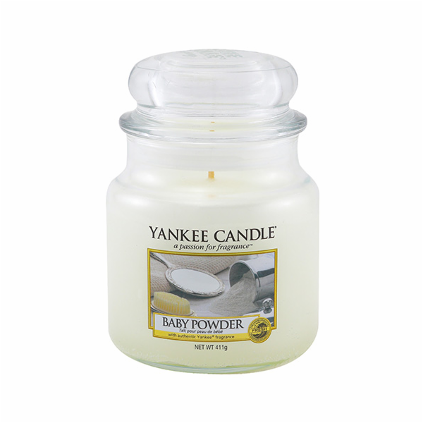 Svíčka ve skleněné dóze Yankee Candle, Dětský pudr, 410 g