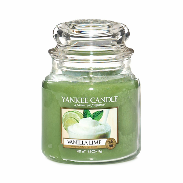 Svíčka ve skleněné dóze Yankee Candle, Vanilka s limetkam...