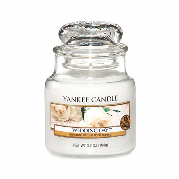 Svíčka ve skleněné dóze Yankee Candle, Svatební den, 104 g