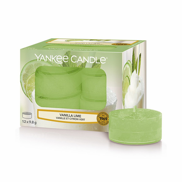 Svíčky čajové Yankee Candle, Vanilka s limetkou, 12 ks
