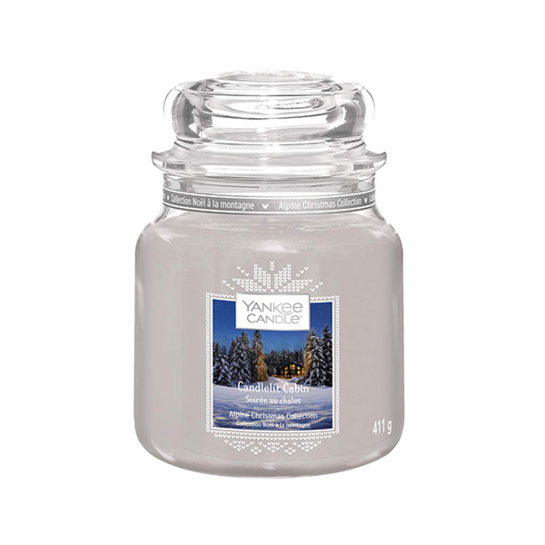 Svíčka ve skleněné dóze Yankee Candle, Chata ozářená svíč...
