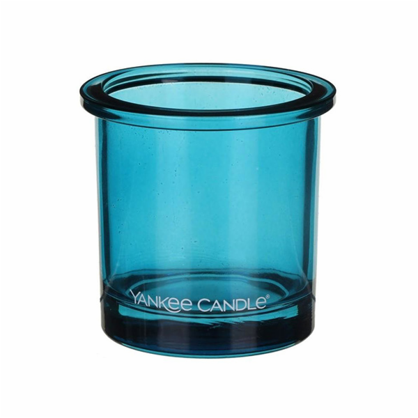 Svícen skleněný Yankee Candle, Modré sklo, výška 7 cm