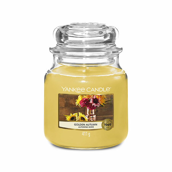 Svíčka ve skleněné dóze Yankee Candle, Zlatý podzim, 410 g