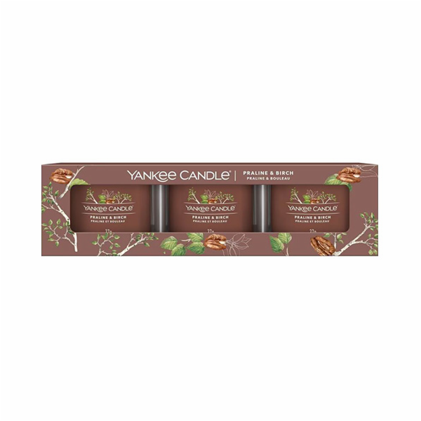 Sada votivních svíček Yankee Candle, Pralinka a bříza, 3 ...