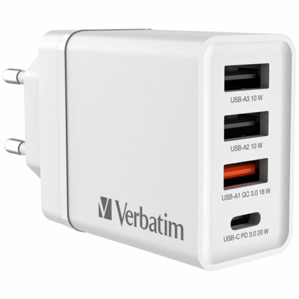 Nabíječka Verbatim 30W, 1x USB-C, 3x USB-A