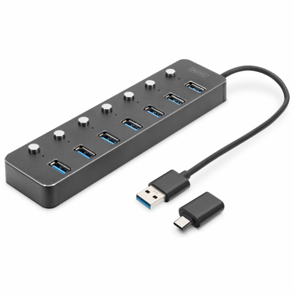 Digitus DA-70248 Digitus USB 3.0 rozbočovač, 7 portů, pře...