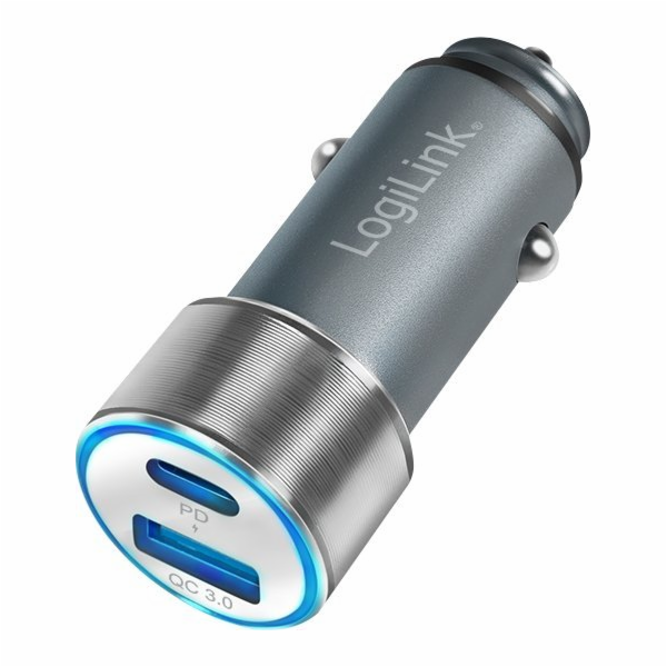 LogiLink USB Kfz Ladeadapter 2Port 1xUSB-C PD, 1xUSB-A QC...