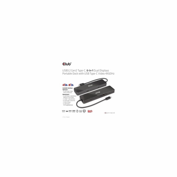 Club 3D dokovací stanice USB-C 3.2 Gen1 6in1 Hub 1x USB-C...