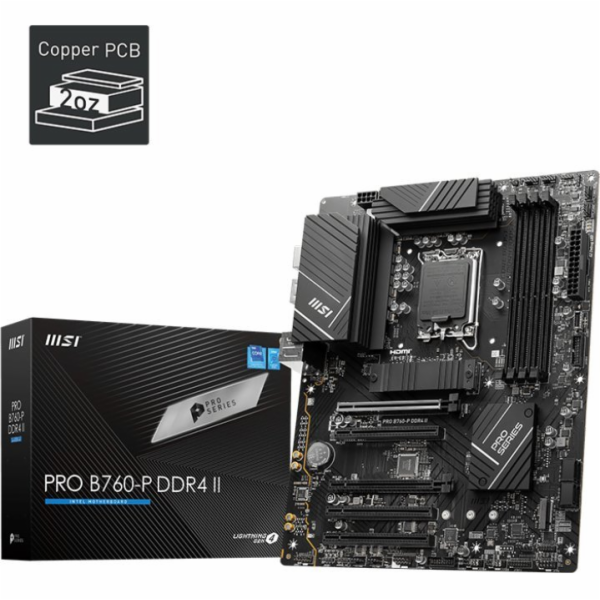 MSI MB Sc LGA1700 PRO B760-P DDR4 II, Intel B760, 4xDDR4,...