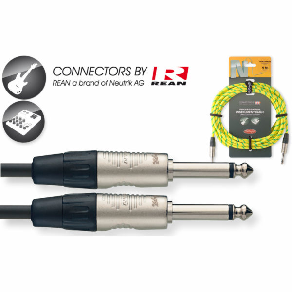 Stagg NGC6VTR YL, kabel JACK/JACK, 6m