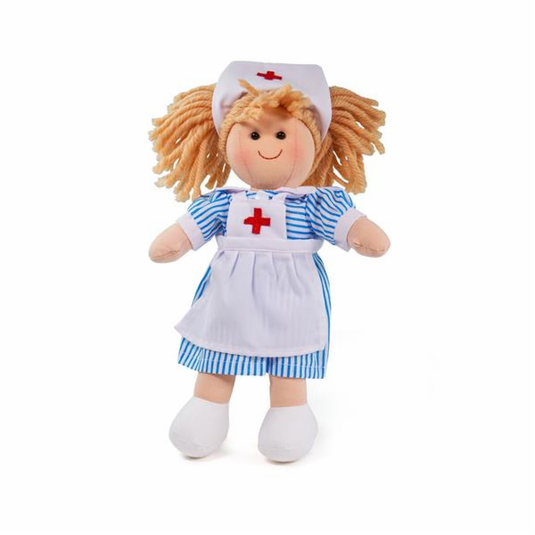 Panenka Bigjigs Toys látková zdravotní sestřička Nancy 28 cm