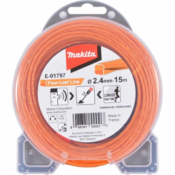 Makita struna nylonová 2,4mm, oranžová, 15m, speciální pr...