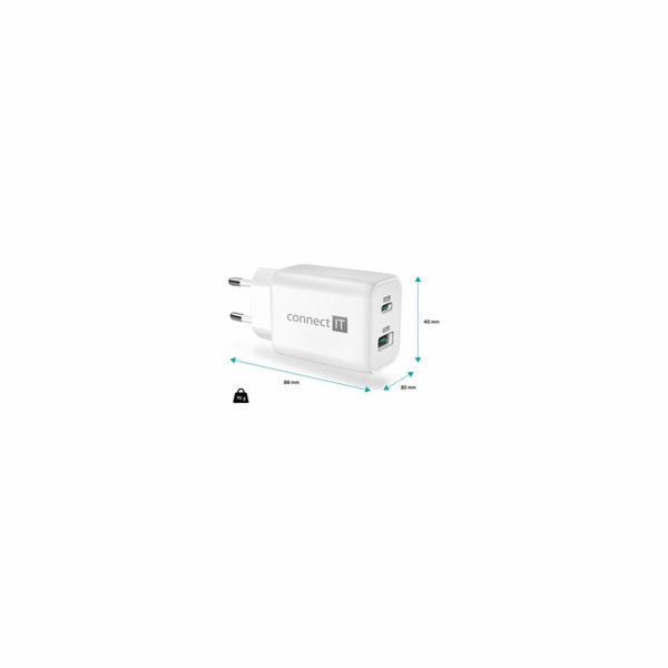 CONNECT IT Wanderer2 GaN nabíjecí adaptér 1×USB-C + 1xUSB...
