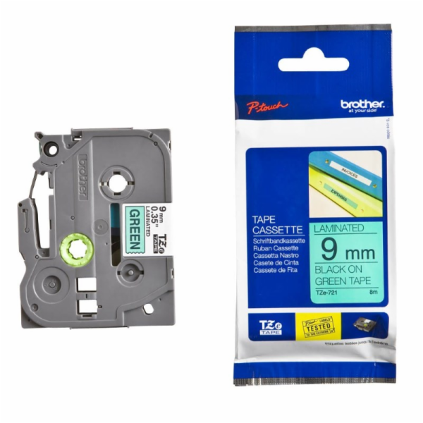 BROTHER TZ721 Black On Green Tape (9mm)