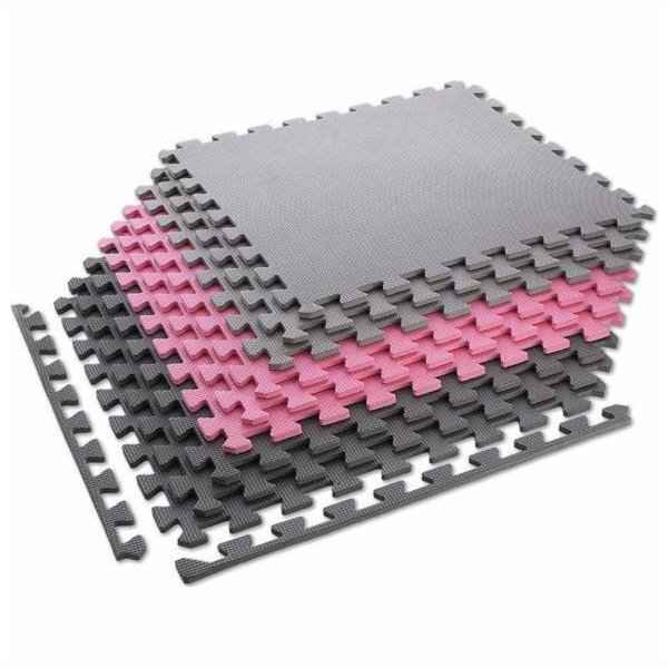 Jedna podložka Fitness Puzzle 9 ks růžová a šedá (17-63-084)