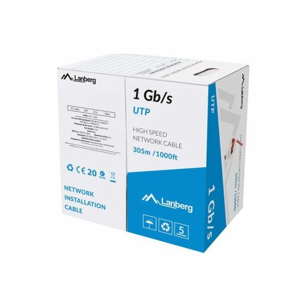 UTP LAN kabel 1GB/S 305M CCA drát, červený