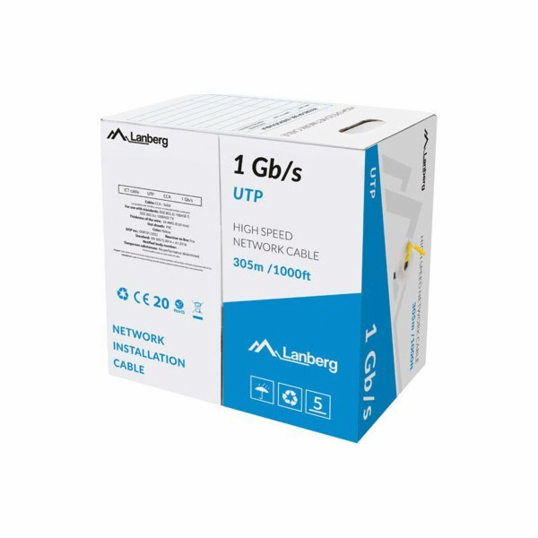 UTP LAN kabel 1GB/S 305M CCA vodič, žlutý