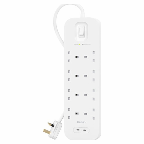 Belkin SurgePlus napájecí pásek 8x schuko 2xUSB-C 900J 2m