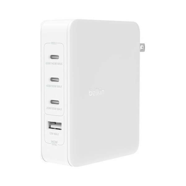 Nástěnná nabíječka 140W 4 porty (3xC 1xA) UK, EU, US Zást...