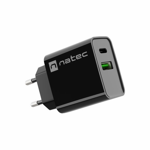 Ribera nástěnná nabíječka 1x USB-A + 1x USB-C 20W černá