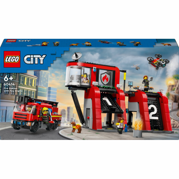 LEGO 60414 City Hasičská stanice s otočným žebříkovým voz...