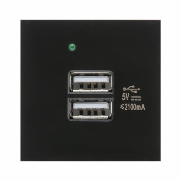 USB x2 zásuvka s nabíječkou pasuje na černé skleněné ráme...