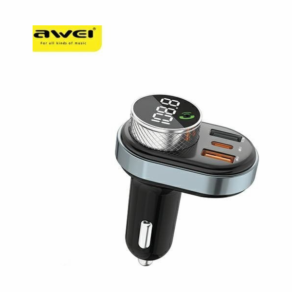 FM vysílač Awei Hands-free sada C-843 MP3 1xUSB+1xUSB-C s...