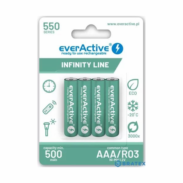 EverActive Nabíjecí baterie R03/AAA 550 mAH blistr 4 ks T...