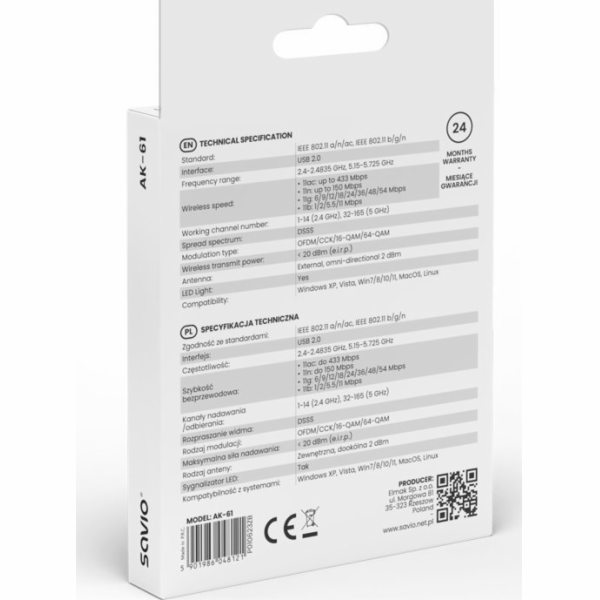Síťová karta Wi-Fi USB adaptér, 2,4 GHz / 5 GHz, 433 Mbps...